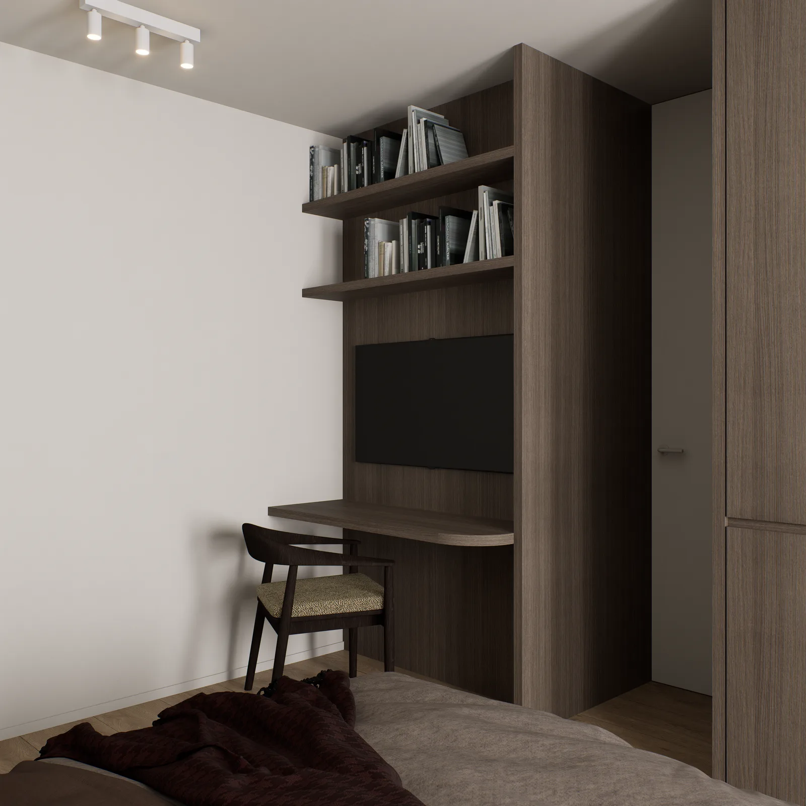 Project OOZ, slaapkamer in grijs eiken met rookglazen doorgang — foto 19 van 20